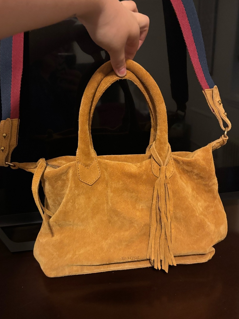NWOT Margot New York Tan Suede Fringe Satchel or crossbody bag - Picture 2 of 9
